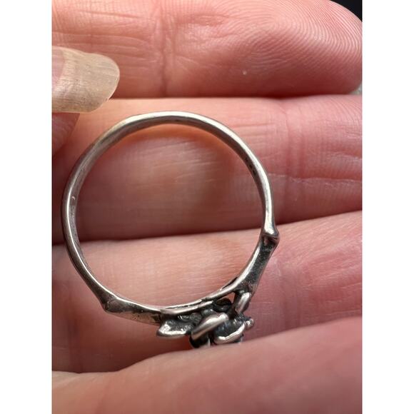 Vintage sterling silver rose ring size 7 - Picture 12 of 16